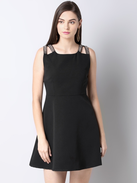 

FabAlley Women Black Embellished Fit and Flare Dress