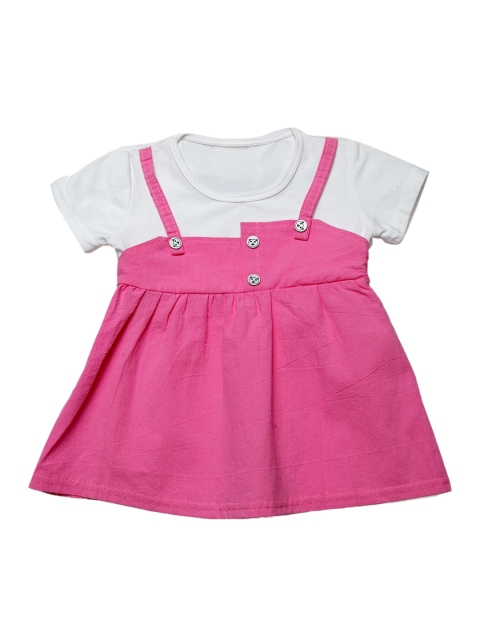 

J Style Girls Pink Colourblocked Fit and Flare Dress
