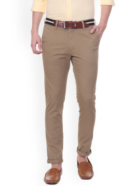 

People Men Brown Slim Fit Solid Regular Trousers