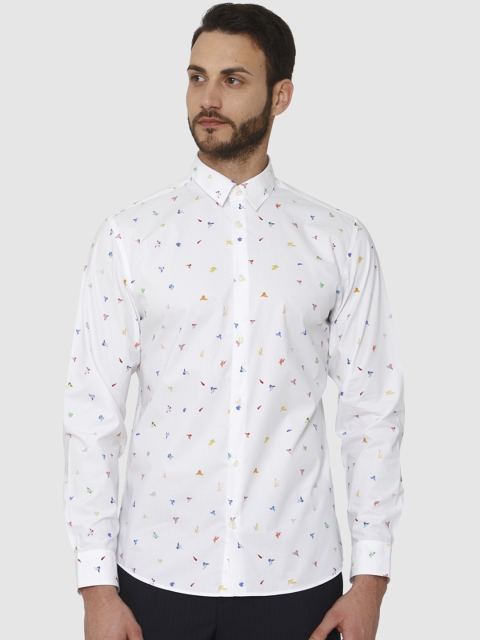 

SELECTED Men White Slim Fit Printed Semiformal Shirt