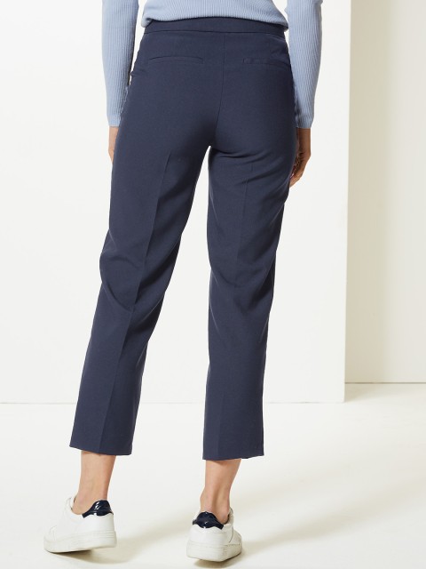 

Marks & Spencer Women Navy Blue Regular Fit Solid Regular Trousers