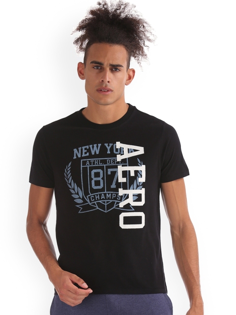 

Aeropostale Men Black Printed Round Neck T-shirt