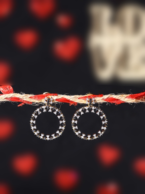 

Studio Voylla Gold-Plated & White Circular Drop Earrings