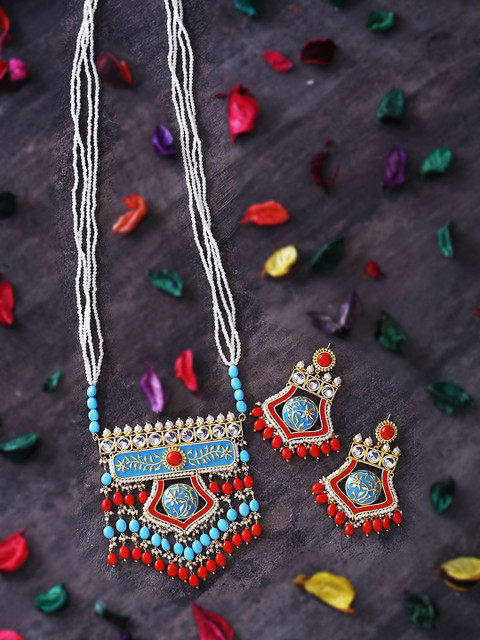 

Studio Voylla Women Gold-Plated & Blue Jewellery Set