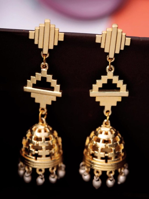 

Studio Voylla Gold-Plated Handcrafted Dome Shaped Jhumkas