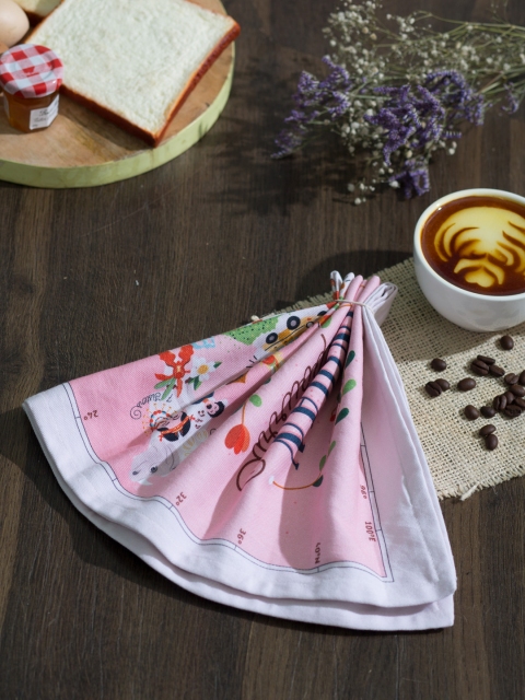 

Chumbak Pink & Blue Printed Table Napkin
