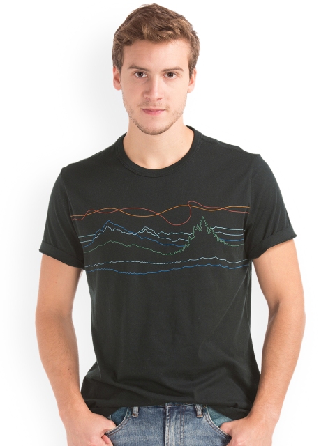 

GAP Men Black Printed Round Neck Short Sleeve T-shirt