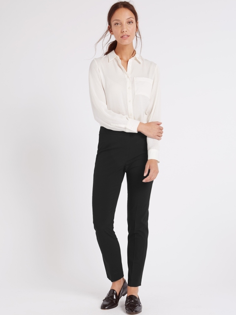 

Marks & Spencer Women Black Slim Fit Solid Formal Trousers