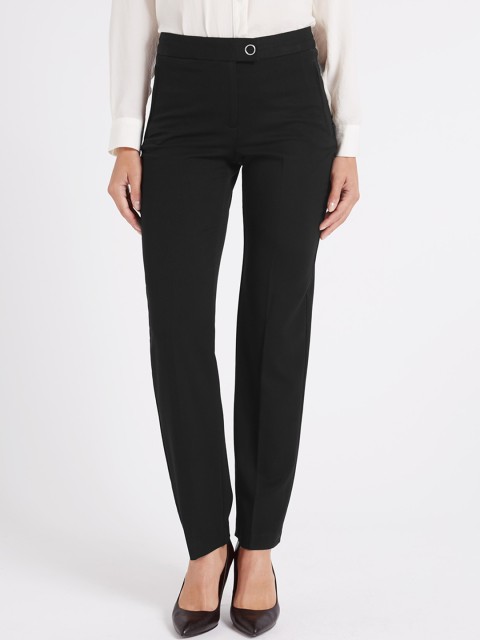 

Marks & Spencer Women Black Straight Fit Solid Formal Trousers