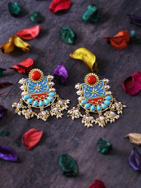 

Studio Voylla Gold-Plated & Blue Classic Drop Earrings
