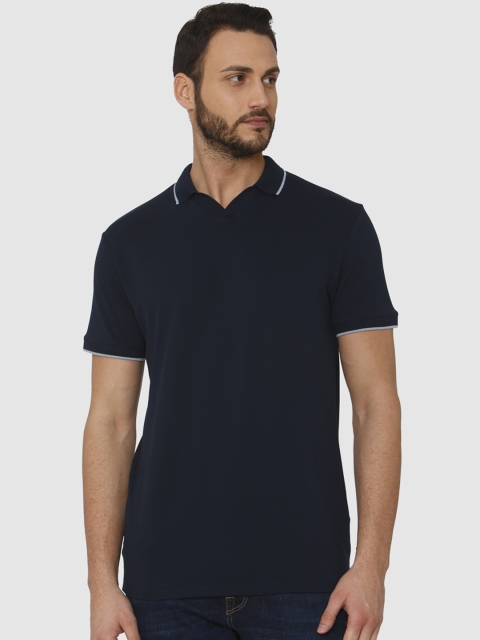 

SELECTED Men Navy Blue Solid Polo Collar T-shirt