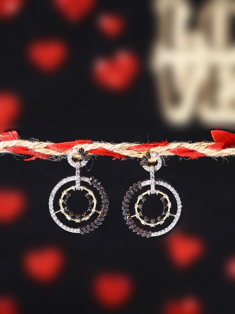 

Studio Voylla Gold-Plated & White Circular Drop Earrings