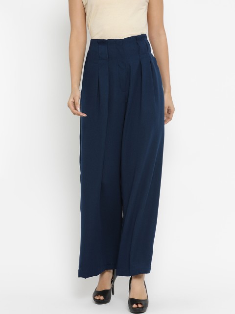 

Kazo Women Navy Blue Regular Fit Solid Parallel Trousers
