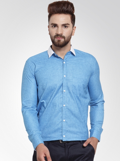 

JAINISH Men Turquoise Blue Classic Slim Fit Solid Formal Shirt