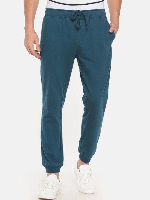 

t-base Men Blue Solid Regular-Fit Joggers, Teal