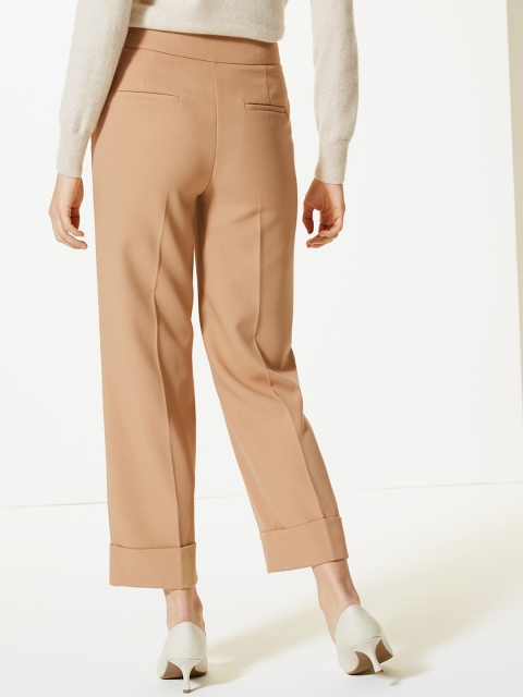 

Marks & Spencer Women Brown Regular Fit Solid Parallel Trousers