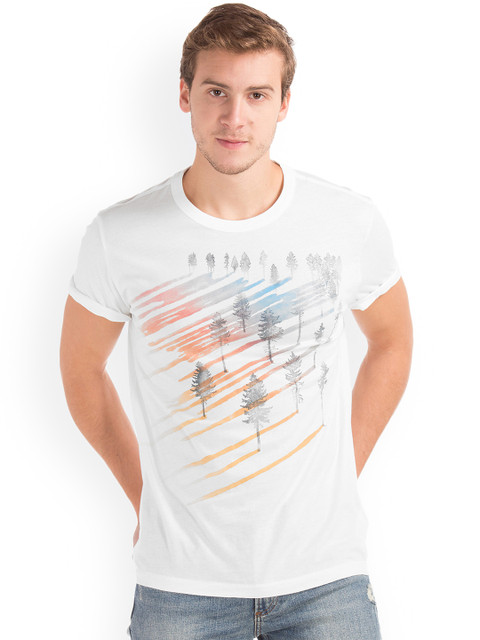 

GAP Men White Round Neck Short Sleeve T-shirt