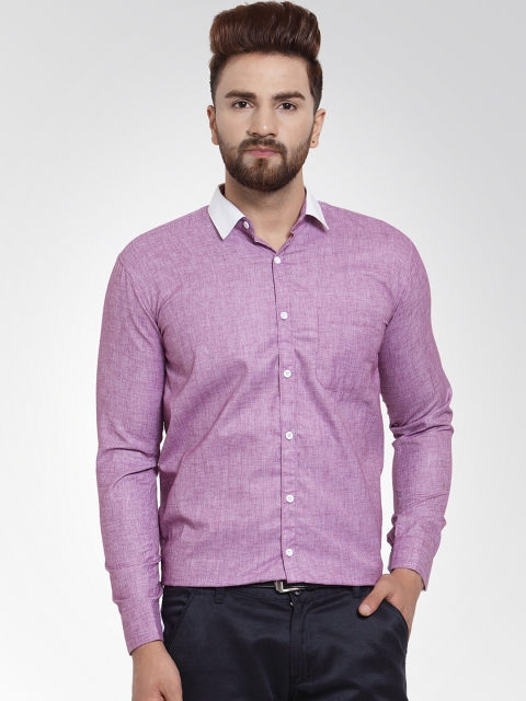 JAINISH Men Purple Classic Slim Fit Solid Formal Shirt