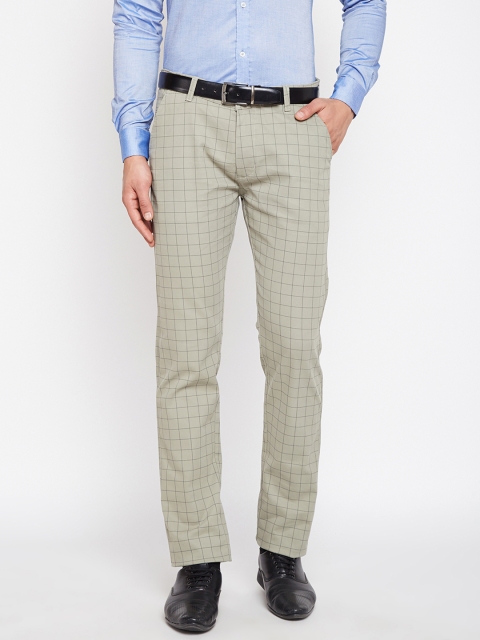 

Hancock Men Grey Slim Fit Checked Formal Trousers
