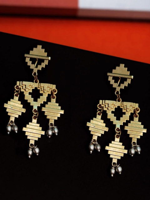 

Studio Voylla Gold-Plated & Handcrafted Geometric Drop Earrings