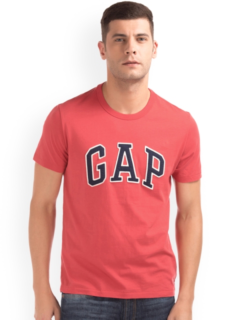 

GAP Men Red Printed Round Neck T-shirt