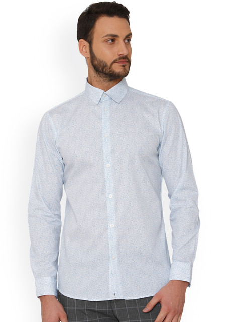 

SELECTED Men White & Blue Slim Fit Printed Casual Shirt