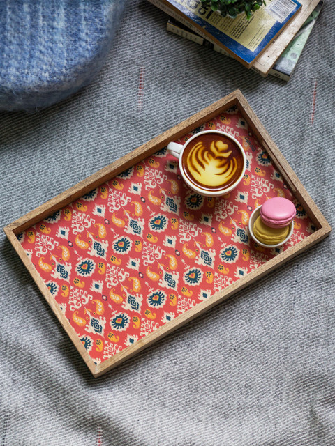 

Chumbak Red Printed Rectangular Tray