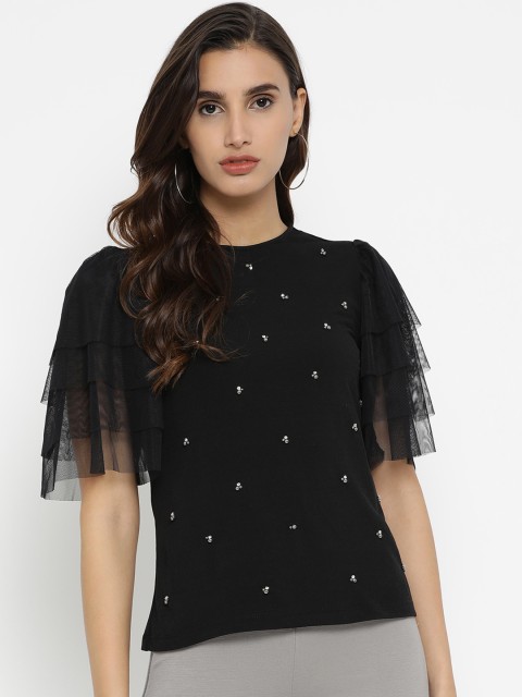 

Kazo Women Black Embellished Top