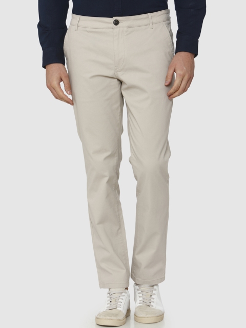 

SELECTED Men Beige Straight Fit Solid Regular Trousers