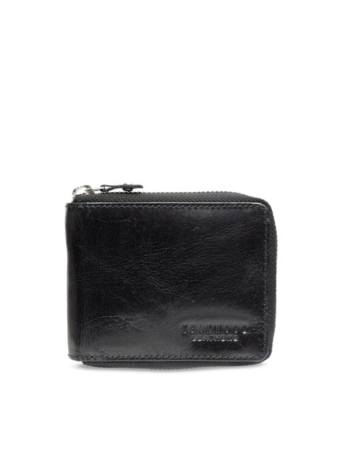

Teakwood Leathers Men Black Solid Zip Around Wallet