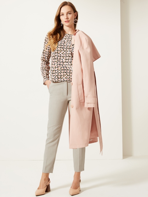 

Marks & Spencer Women Grey Slim Fit Solid Cigarette Trousers