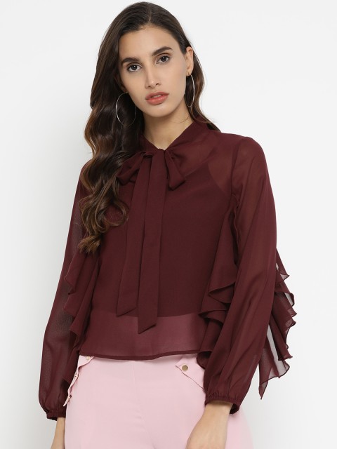 

Kazo Women Maroon Solid Top