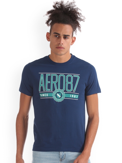

Aeropostale Men Blue Printed Round Neck T-shirt