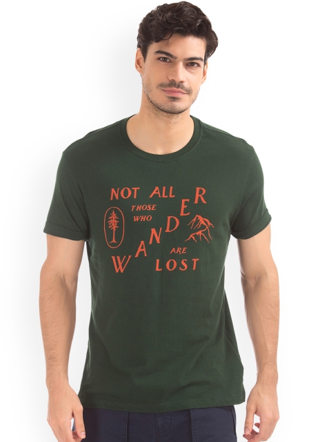 

GAP Men Green Printed Round Neck T-shirt