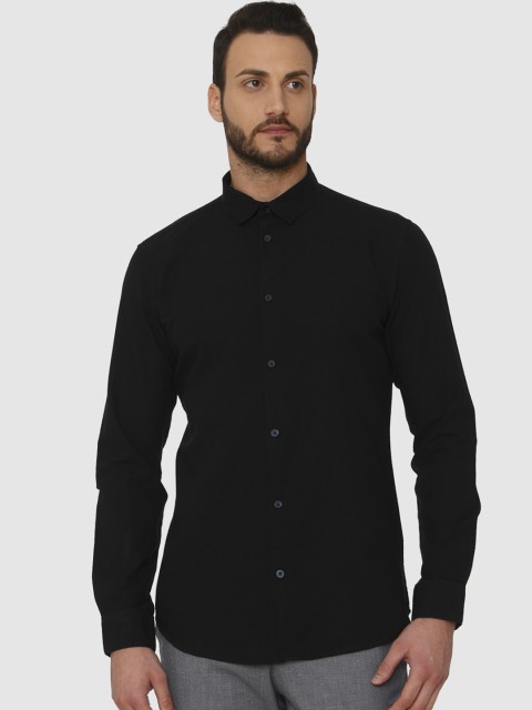 

SELECTED Men Black Slim Fit Solid Semiformal Shirt