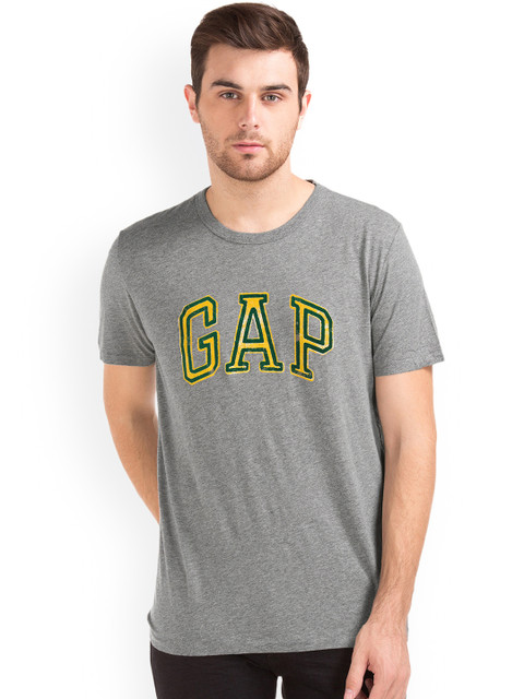 

GAP Men Grey Solid Round Neck T-shirt