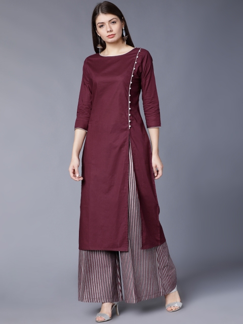 

Vishudh Women Mauve Solid Kurta with Palazzos