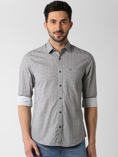 

Peter England Casuals Men Grey Slim Fit Printed Casual Shirt