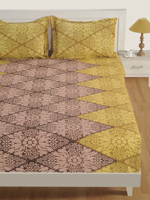 

Swayam Brown& Pink Cotton 144TC Printed Bedding Set