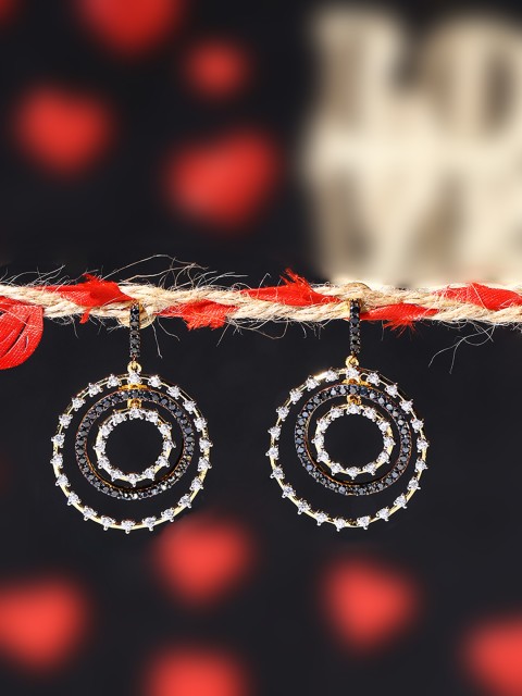 

Studio Voylla Gold-Plated & White Handcrafted Circular Drop Earrings