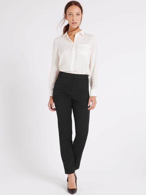 

Marks & Spencer Women Black Slim Fit Solid Formal Trousers