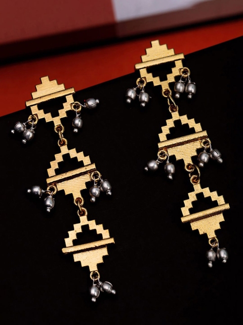 

Studio Voylla Gold-Plated & Handcrafted Geometric Drop Earrings
