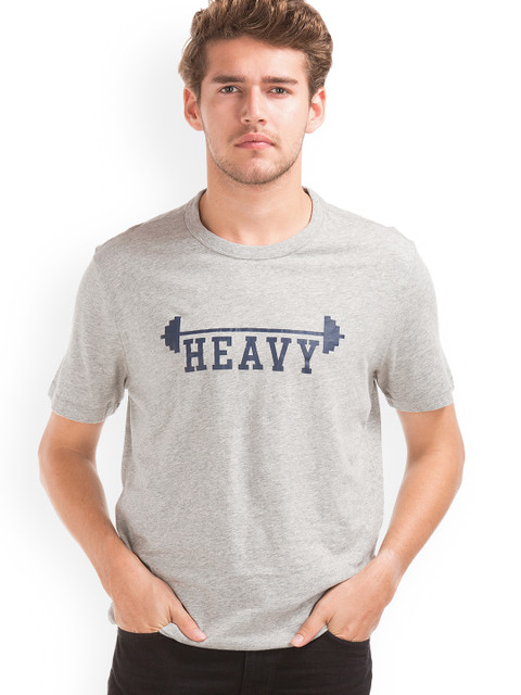 

GAP Men Grey Solid Round Neck T-shirt
