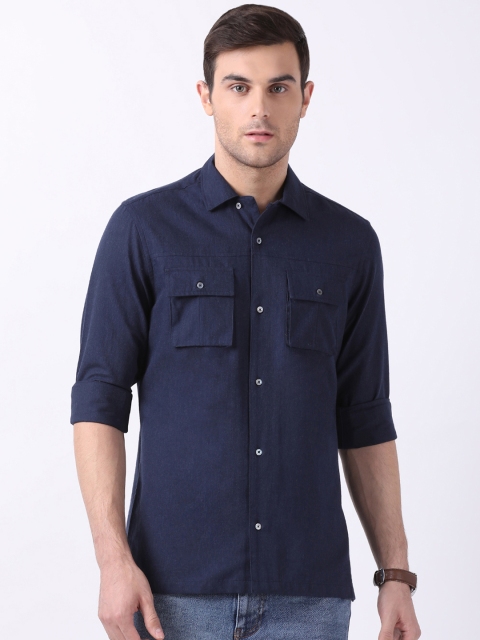 

THE BEAR HOUSE Men Navy Blue Slim Fit Solid Casual Shirt