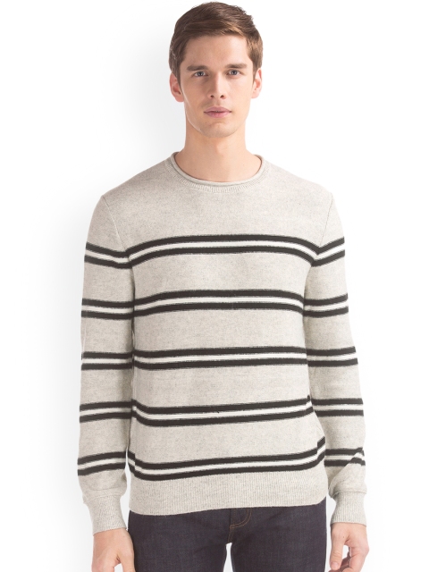 

GAP Men Grey Striped Sweater