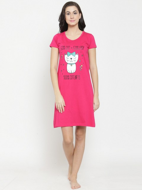 

Slumber Jill Women Pink Printed Sleep Shirt FS-009