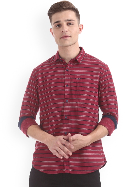 

Ed Hardy Men Red Nancy Slim Fit Striped Casual Shirt