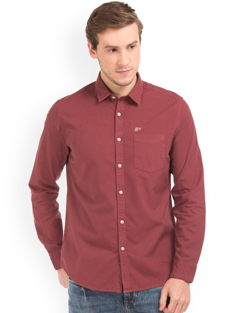

Ed Hardy Men Red Slim Fit Solid Casual Shirt
