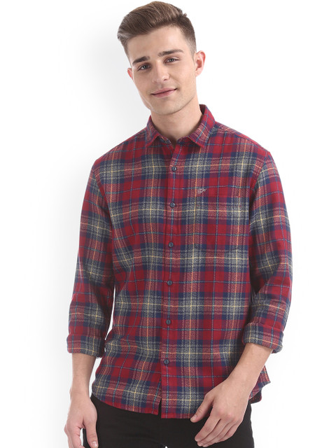 

Ed Hardy Men Red Slim Fit Checked Casual Shirt