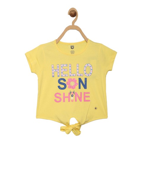 

612 league Girls Yellow Printed Top